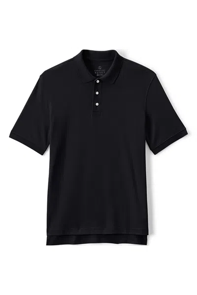 Lands' End Men's Short Sleeve Interlock Polo Shirt In Black