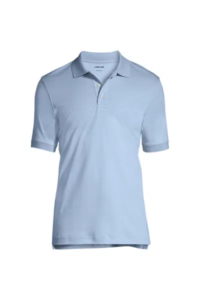 Lands' End Men's Short Sleeve Interlock Polo Shirt In Blue