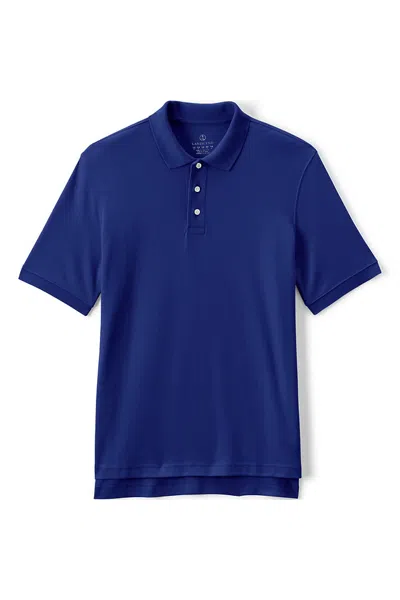 Lands' End Men's Short Sleeve Interlock Polo Shirt In Blue