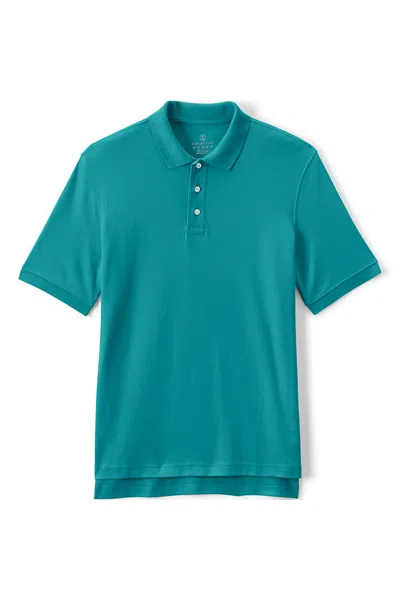 Lands' End Men's Short Sleeve Interlock Polo Shirt In Blue