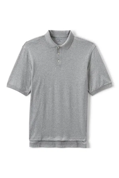 Lands' End Men's Short Sleeve Interlock Polo Shirt In Gray