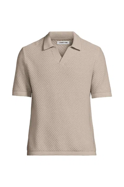 Lands' End Men's Short Sleeve Johnny Collar Polo In Pink