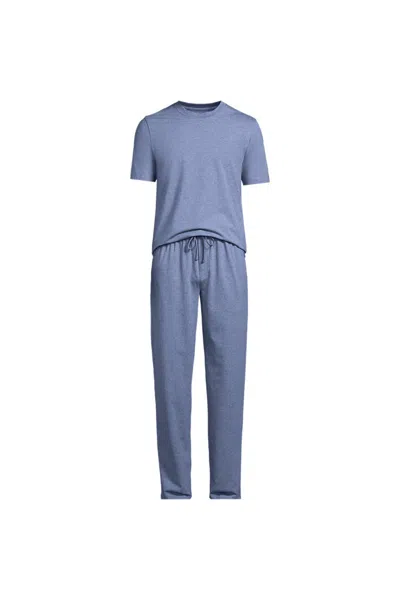 Lands' End Men's Short Sleeve Knit Jersey Pajama Set In Yellow