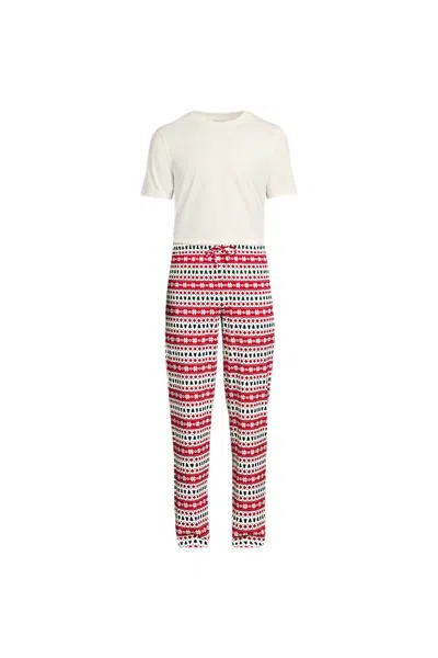 Lands' End Men's Short Sleeve Knit Jersey Pajama Set In Multi