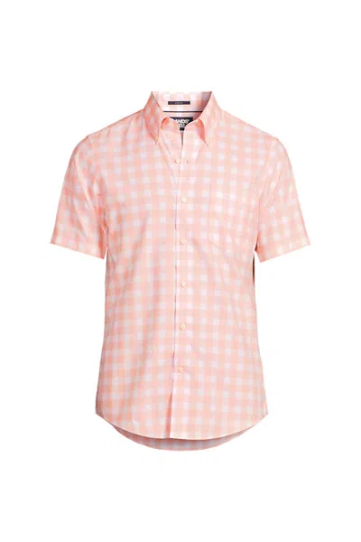 Lands' End Men's Short Sleeve No Iron Twill Shirt In Multi