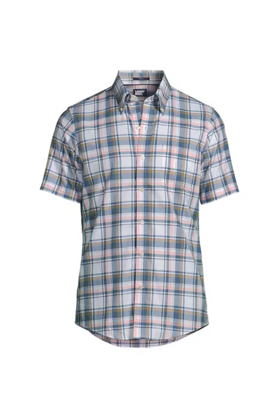 Lands' End Men's Short Sleeve No Iron Twill Shirt In Multi
