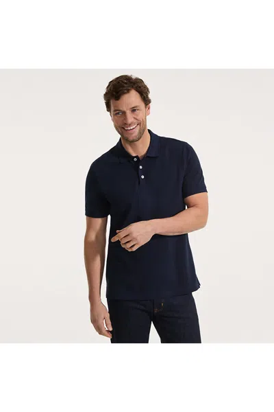 Lands' End Men's Short Sleeve Performance Mesh Pique Polo In Blue