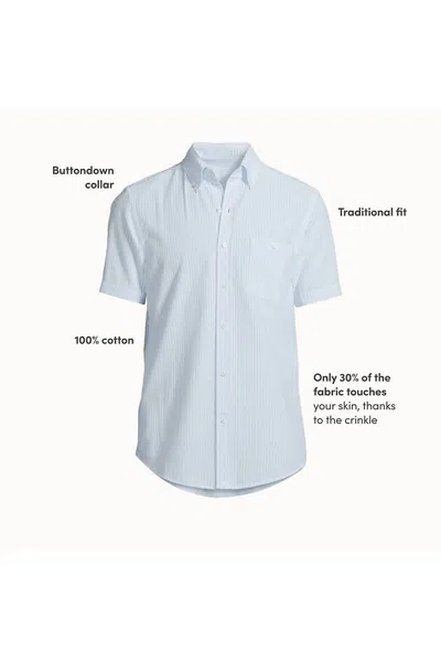 Lands' End Men's Short Sleeve Seersucker Shirt In Blue