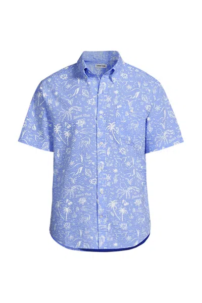 Lands' End Men's Short Sleeve Seersucker Shirt In Blue