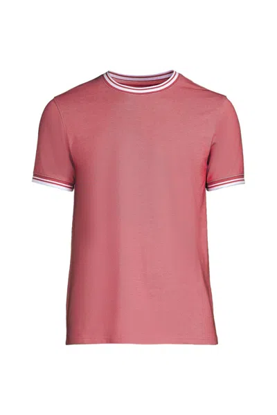 Lands' End Men's Short Sleeve Soft Pique Crew Tee In Brown