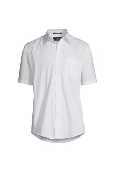 Lands' End Men's Short Sleeve Straight Collar Broadcloth Shirt In White