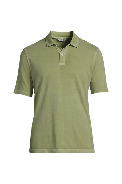 Lands' End Men's Short Sleeve Sun Faded Super T Polo In Green
