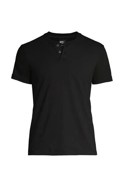 Lands' End Men's Short Sleeve Super-t Henley In Black