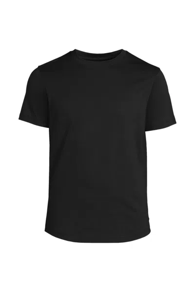 Lands' End Men's Short Sleeve Supima Curved Hem Tee In Black