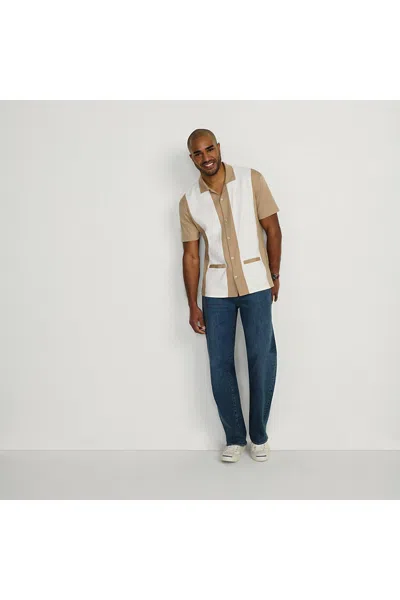 Lands' End Men's Short Sleeve Supima Retro Camp Collar Button Through Shirt In Multi