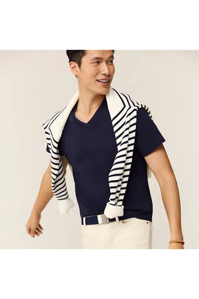 Lands' End Men's Short Sleeve Supima V-neck Tee In Blue