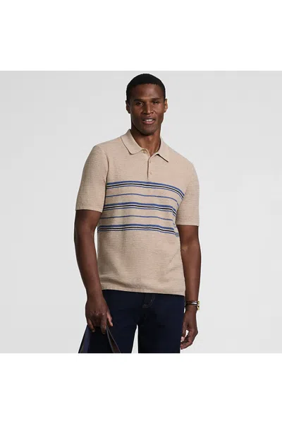 Lands' End Men's Short Sleeve Texture Stitch Sweater Polo In Brown