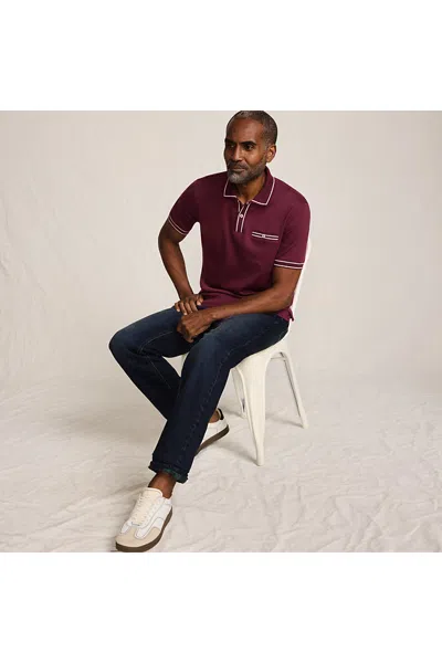 Lands' End Men's Short Sleeve Tipped Welt Pocket Supima Polo In Brown