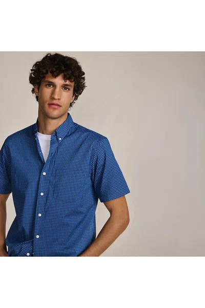 Lands' End Men's Short Sleeve Travel Kit Shirt In Blue