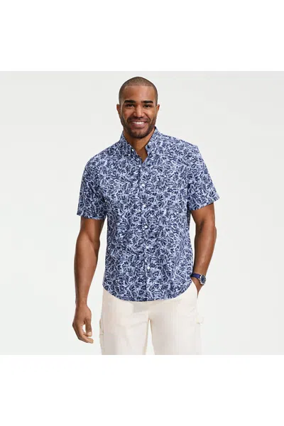 Lands' End Men's Short Sleeve Travel Kit Shirt In Blue