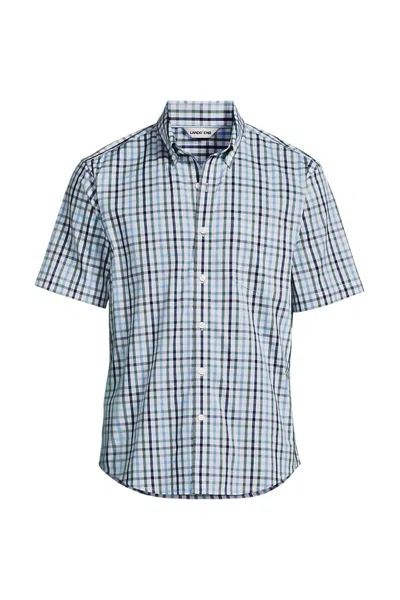 Lands' End Men's Short Sleeve Travel Kit Shirt In Blue