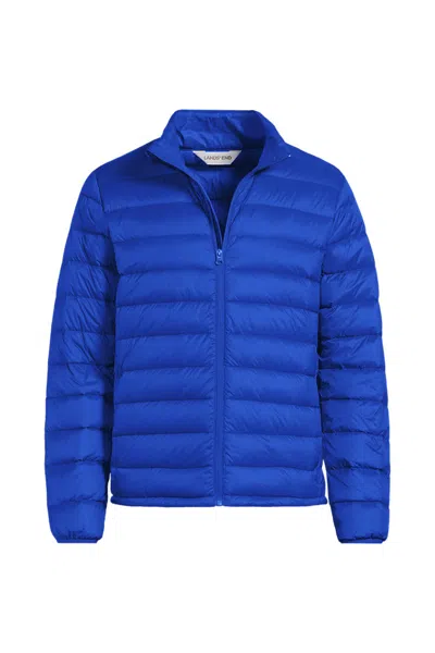 Lands' End Men's Short Wanderweight Packable Down Jacket In Blue