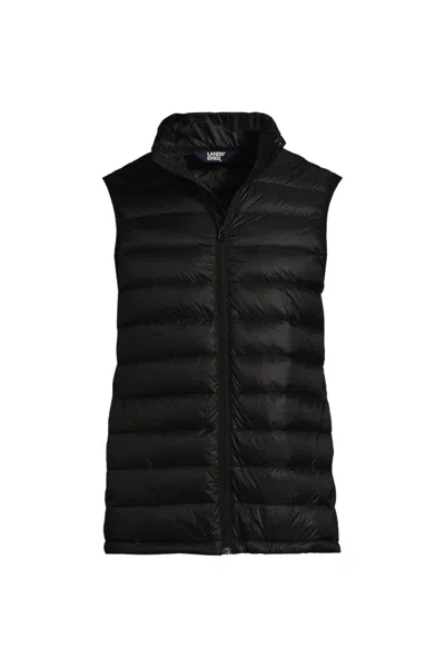 Lands' End Men's Short Wanderweight Packable Down Vest In Blue