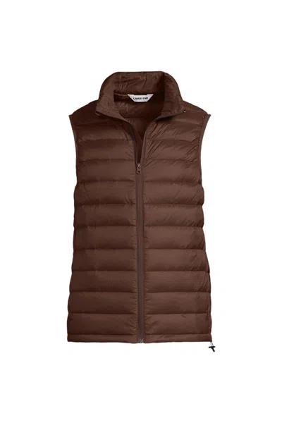 Lands' End Men's Wanderweight Packable Down Vest In Brown