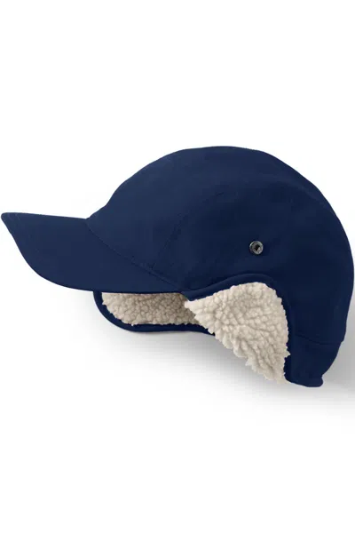 Lands' End Men's Squall Sherpa Fleece Lined Waterproof Winter Hat In Blue