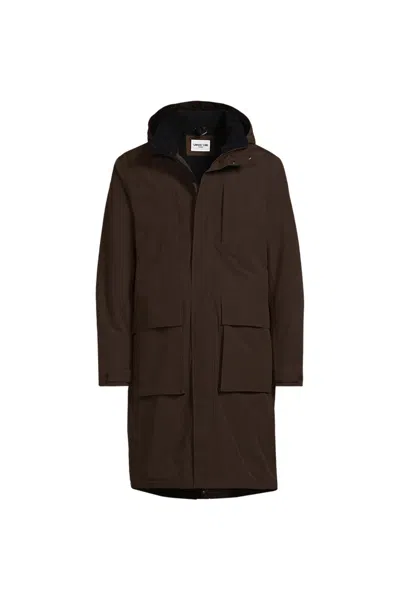 Lands' End Men's Tall Squall Waterproof Insulated Winter Stadium Coat In Brown