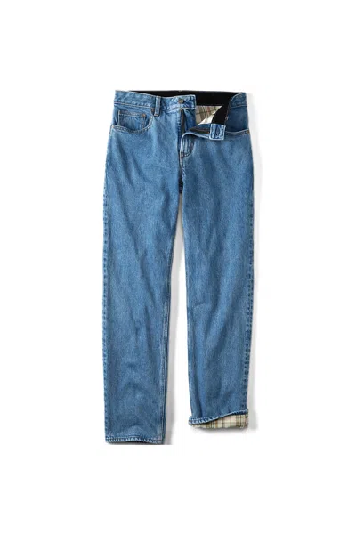 Lands' End Men's Stretch Comfort Waist Classic Fit Flannel Lined Jean In Blue