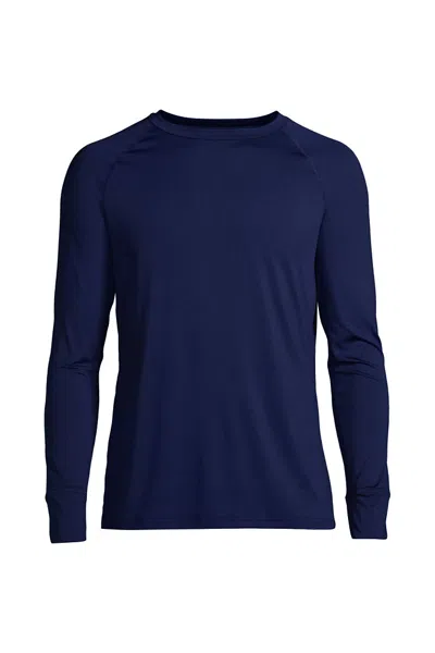 Lands' End Men's Stretch Thermaskin Long Underwear Crew Base Layer In Blue