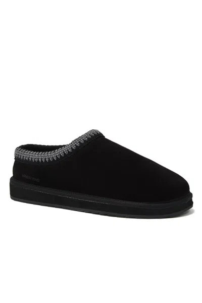 Lands' End Men's Suede Hearth Slippers In Black