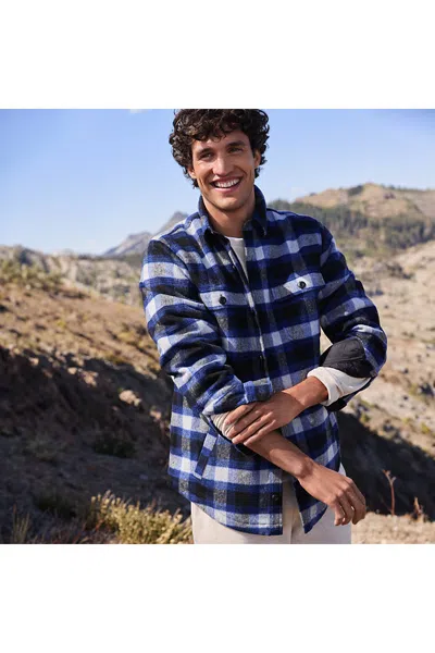 Lands' End Men's Super Brushed Shirt Jacket In Blue