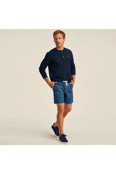 Lands' End Men's Super-t Long Sleeve Henley Shirt In Blue