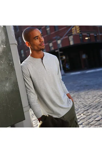 Lands' End Men's Super-t Long Sleeve Henley Shirt In Gray