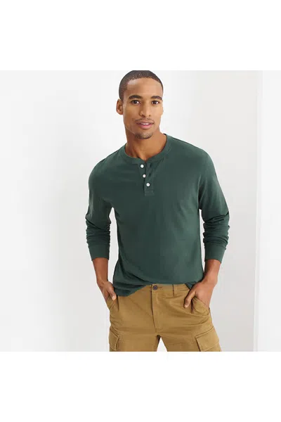 Lands' End Men's Super-t Long Sleeve Henley Shirt In Green