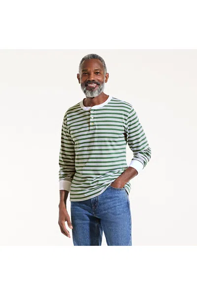 Lands' End Men's Super-t Long Sleeve Henley Shirt In Green