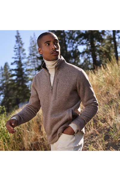 Lands' End Men's Sweater Fleece Quarter Zip Pullover In Brown
