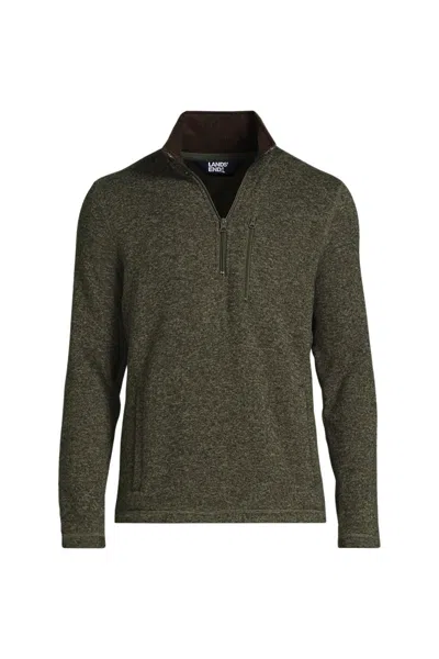 Lands' End Men's Sweater Fleece Quarter Zip Pullover In Green