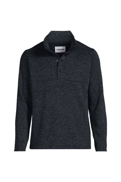 Lands' End Men's Sweater Fleece Snap Neck Pullover Jacket In Blue