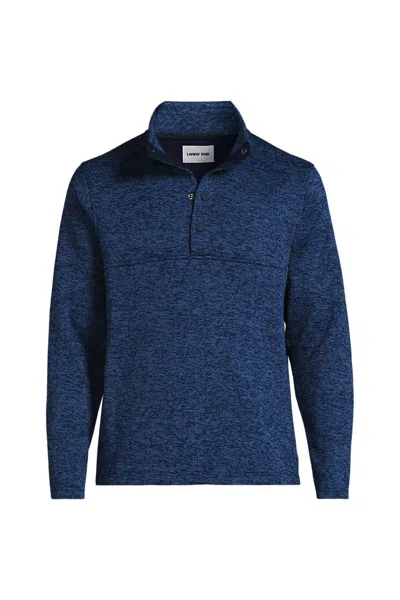 Lands' End Men's Sweater Fleece Snap Neck Pullover Jacket In Blue