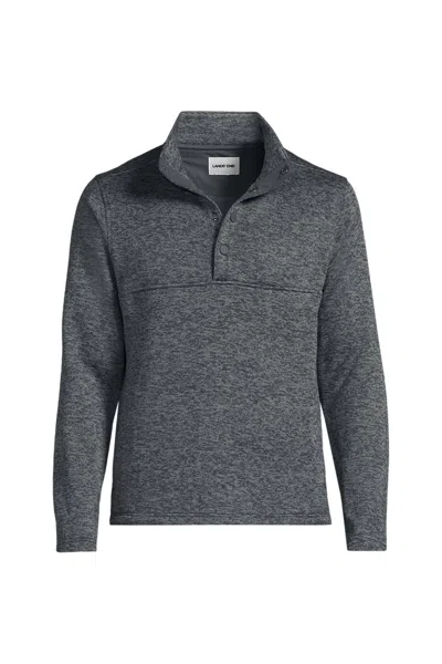Lands' End Men's Sweater Fleece Snap Neck Pullover Jacket In Blue