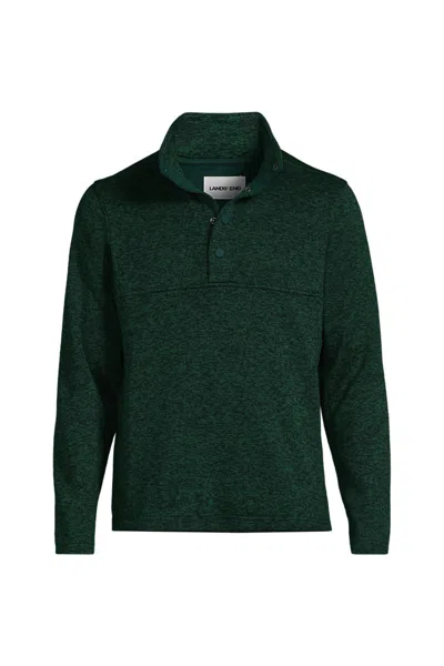Lands' End Men's Sweater Fleece Snap Neck Pullover Jacket In Green
