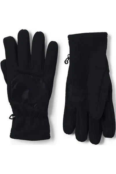 Lands' End Men's T200 Fleece Ez Touch Gloves In Black