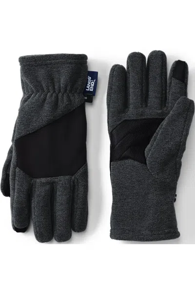 Lands' End Men's T200 Fleece Ez Touch Gloves In Black