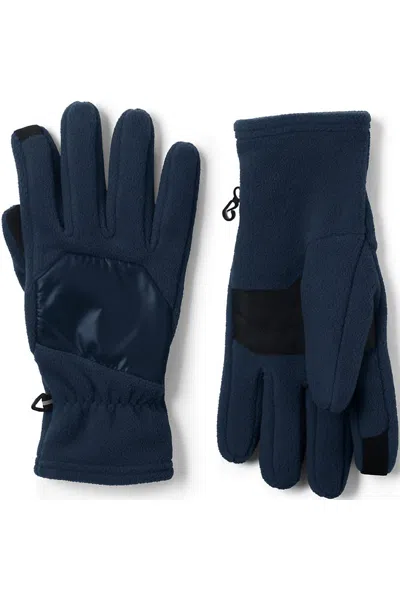 Lands' End Men's T200 Fleece Ez Touch Gloves In Red