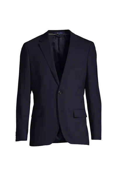 Lands' End Men's Tailored Year'rounder Wool Suit Jacket In Blue