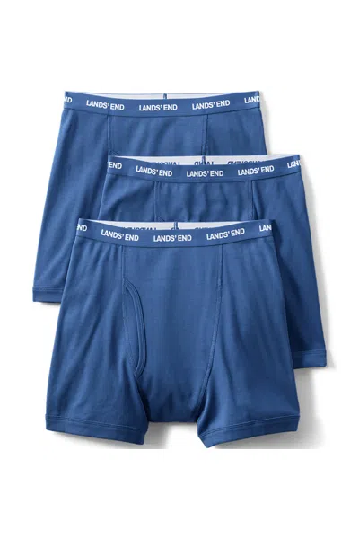 Lands' End Men's Tall 3 Pack Knit Boxer Briefs In Blue