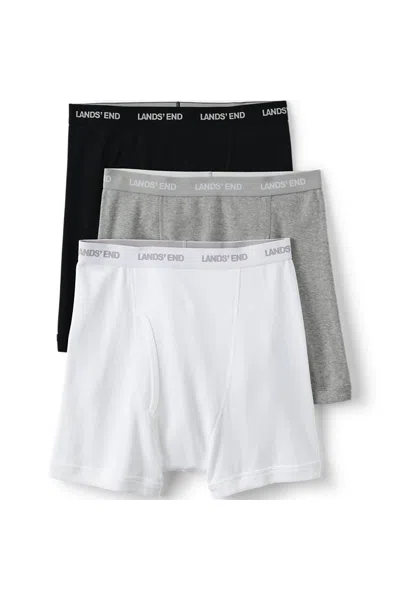 Lands' End Men's Tall 3 Pack Knit Boxer Briefs In White
